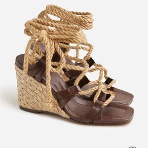 Jcrew Made-in-Spain rope lace-up high heel sandals in leather